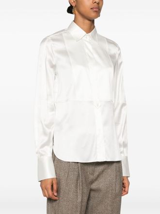 Brunello Cucinelli Brunello Cucinelli Womens Satin Silk Shirt - White - Size Large