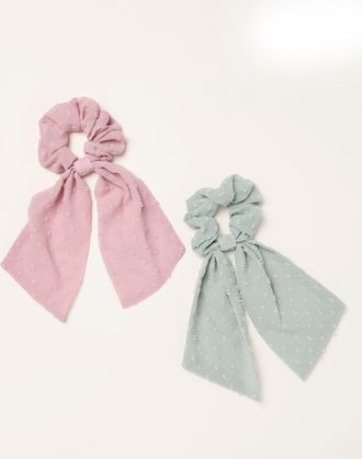 Fat Face FatFace Multi 2 Pack Dobby Tie Scrunchies