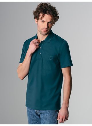 Trigema Poloshirt TRIGEMA TRIGEMA Poloshirt aus Single-Jersey, Herren, Gr. 3XL, blau (petrol), 100% Baumwolle, Basic, Shirts Poloshirt