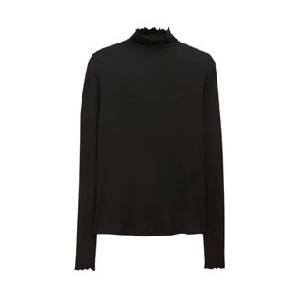 Filippa K Sheer Wool Mock Top - female - Filippa K - Long Sleeve T-Shirts - Black - L - Tops