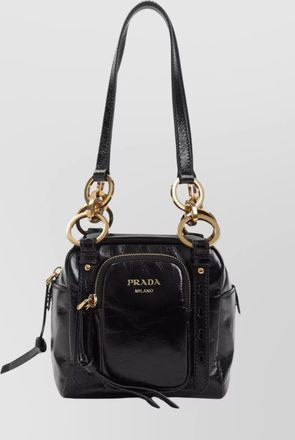Prada dangle calf leather handbag