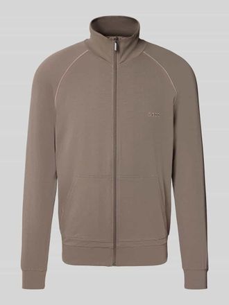 HUGO BOSS Regular Fit Sweatjacke aus Baumwoll-Mix in Schlamm, Größe L
