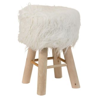 Wanderlust Deco Wanderlust Deco - Taburete De Madera Y Forrado De Tela Blanco 32x32x44