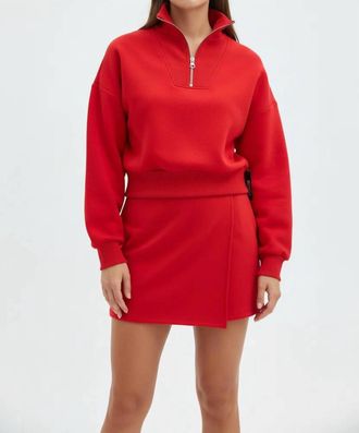 RD Style Seanni Half Zip Pullover Lounge Top In Red