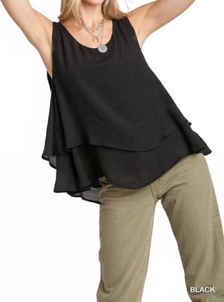 Posh Shoes Sleeveless Layered Keyhole Back Top - Plus In Black