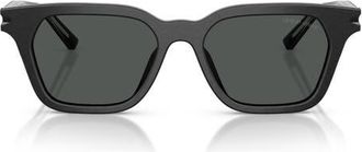 Armani 52mm Square Sunglasses in Brushed Black /Dark Grey at Nordstrom