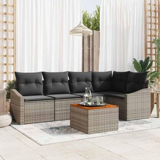 vidaXL Conjunto De Sof&aacute; De Jard&iacute;n 6 Pcs Gris Vidaxl