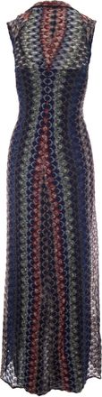 Missoni Womens Knit Maxi Dress With Multicolour Zig Zag Pattern Dark Viscose Evening Suits
