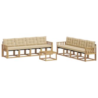 vidaXL Conjunto De Sof&aacute;s De Exterior Con Coj&iacute;n 9 Pcs Y Beige Vidaxl