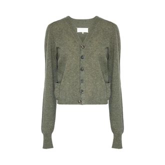 Maison Margiela Cardigan in Lana con Scollo a V - - Knitwear - Donna - Verde - M