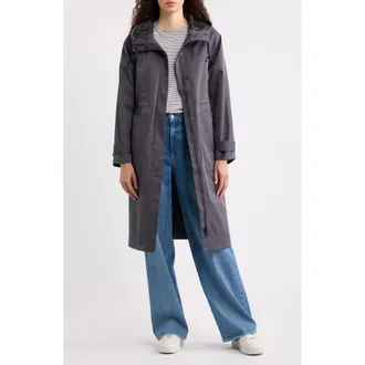 Bernardo Hooded Raincoat in Nine Iron at Nordstrom, Size Small