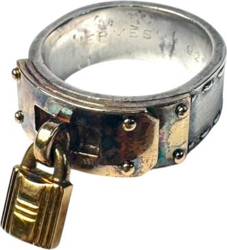 Herm&egrave;s Gold Silver Yellow Gold (18K) Silver 925 Band Ring (Pre-Owned)