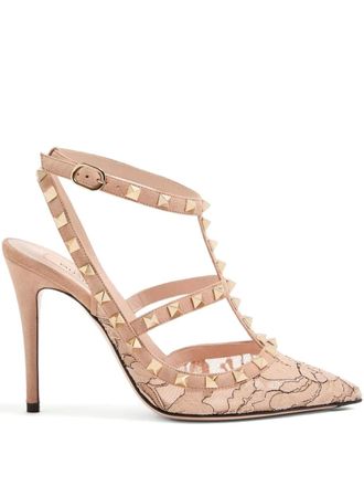 Valentino Garavani Pumps Rockstud con cinturino 100mm - Toni neutri