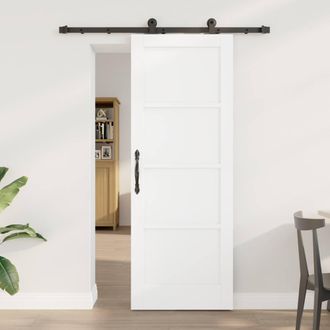 Berkfield Home Sliding Door with Hardware Set ORKDALWhite Solid Wood Pine in White