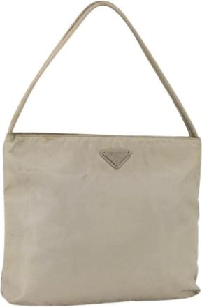 Prada Pre-owned Shoulder Bags, female, Beige, Size: ONE SIZE Pre-owned Nylon Hand Bag