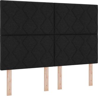 vidaXL Cabecero Con Luces De Tiras Led Con Cabecera Negro 160 Cm Tela Vidaxl