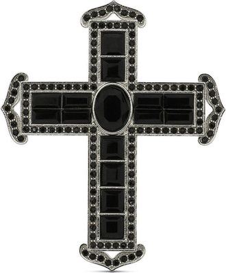 Dolce & Gabbana KIM DOLCE&GABBANA rhinestone-embellished cross ring - women - Brass/glass - 50 - Silver