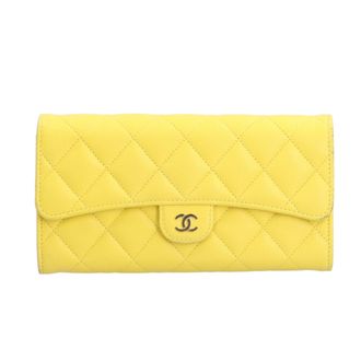 Chanel Yellow Grained Calfskin Coin Purse/Coin Case (Pre-Owned)