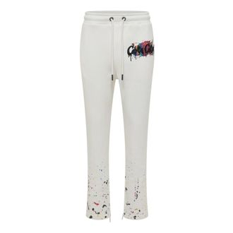 Carlo Colucci Paint-Drop Trainingsbroeken - Heren - Sweatpants - Wit - XL - Katoen - Broeken