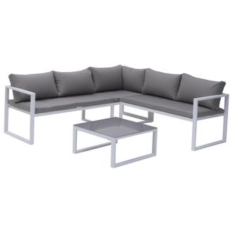 Happy Garden Happy Garden - Conjunto De Jard&iacute;n Ajustable Ibiza Tela Gris 4 Plazas Aluminio Blanco