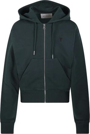 Ami Hoodies & sweatvesten, Dames, Groen, XS, Katoen, Quota Full Zip Hoodie