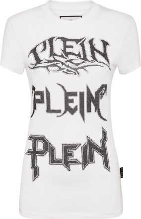 Philipp Plein logo-embellished cotton T-shirt - women - Cotton - S - White