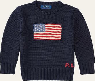 Polo Ralph Lauren Boys Flag Intarsia Knit Sweater, Size 2T-6