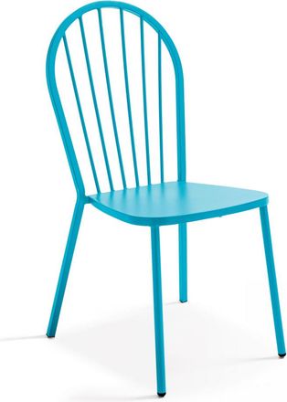 Oviala Silla de jardín de metal azul estilo bistró
