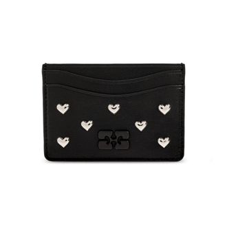 Ganni Card Holder with Metallic Appliqu&eacute; - female - Ganni - Wallets & Cardholders - Black - ONE SIZE - Accessories