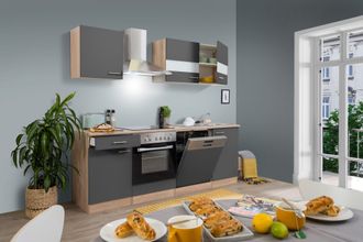 Respekta Cucina Blocco Cucina Blocco Cucina Componibile Rovere Grigio Merle 220 Cm Respecta