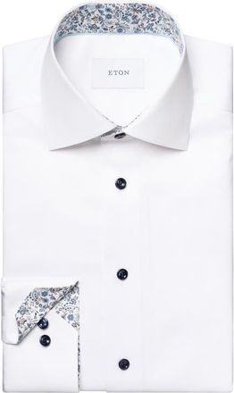 Eton Contemporary Fit Twill Dress Shirt in White at Nordstrom, Size 18.5