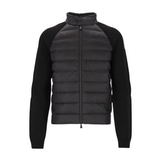 Moncler Gebreid jack met vulling - Heren - Winterjassen - Zwart - M - Wol - Jassen