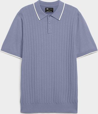 Le 31 Mens Wide-rib knit Polo Shirt