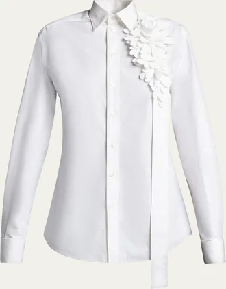 Balenciaga Garden Flower Cotton Poplin Button-Down Shirt