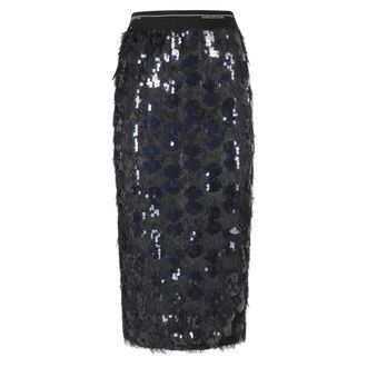 Semicouture Bindy Midi Rok - Dames - Midirokken - Blauw - L - Polyester - Rokken
