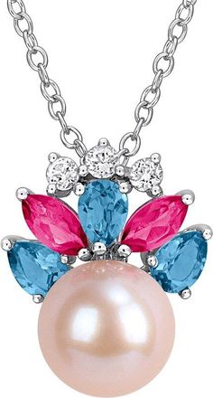 Rina Limor Silver 1.05 Ct. Tw. Gemstone & 8-8.5Mm Pearl Pendant