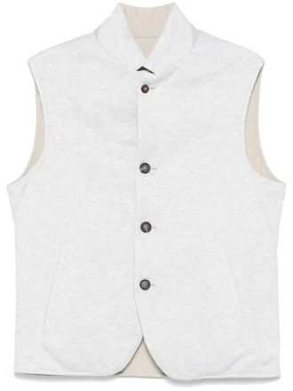 Eleventy reversible gilet - men - Cotton/Linen/Flax/Polyamide/Polyester/Sheepskin - 54 - Grey