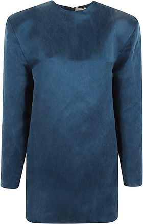 Saint Laurent Blue Silk Mini Dress