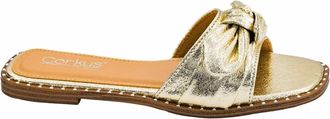 Corkys Footwear Womens Clam Bake Sandal In Gold Crinkle Metallic