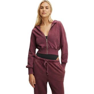 Cotton On Womens Active Raglan Zip Through Hoodie in Washed Dusty Rose at Nordstrom, Size X-Small
