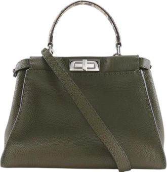 Fendi Borsa Pre-owned Peekaboo Selleria in pelle di vitello e pitone 2-way - - Pre-owned - Donna - Verde - ONE SIZE