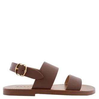 Bally Bilki Leather Ankle Strap Flat Sandals, Brand Size 35 ( US Size 4.5 )
