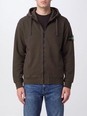 Stone Island Organic Cotton Zip-Up Hoodie with Compass Logo