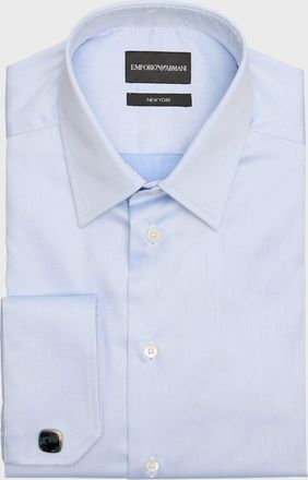 Emporio Armani Mens Cotton-Stretch French Cuff Dress Shirt