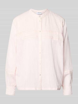 Jake*s Casual Bluse mit Mao-Kragen und Pointelle-Muster in Pink, Gr&ouml;&szlig;e 34