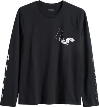 AllSaints Upstaged Long Sleeve Organic Cotton T-Shirt in Washed Black at Nordstrom, Size Xx-Large