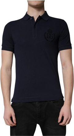 Dolce & Gabbana Polo Shirt Geborduurd Logo - Heren - Polos - Blauw - XS - Katoen - Tops