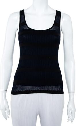 Emporio Armani Navy Blue & Black Knit Crossback Detail Tank Top