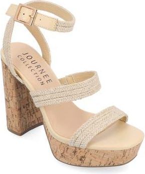 Journee Collection Sienne Platform Sandal in Natural at Nordstrom Rack, Size 10