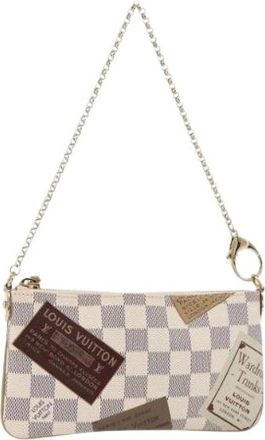 Louis Vuitton Pre-owned Mini Bags, female, White, Size: ONE SIZE Pre-owned Accessory Pouch - Damier Azur Canvas
